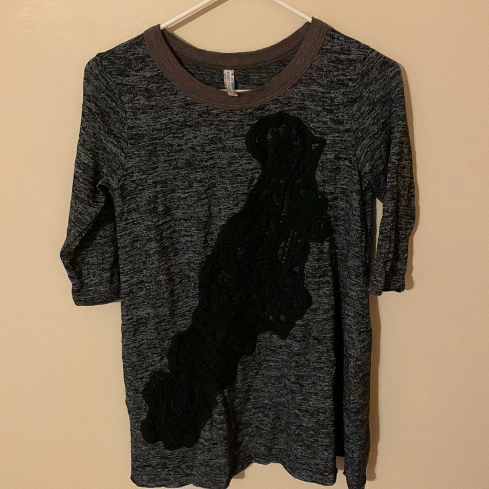 Free People M Tunic Top Space Dye Lace Cutout